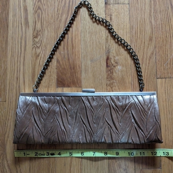 Vintage‎ Jessica McClintock Gold Clutch with Hideaway Chain - Picture 10 of 11